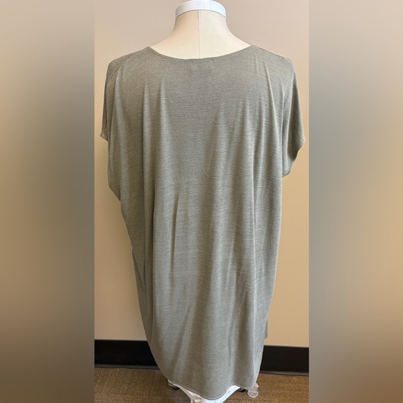 Aritzia Wilfred Grey Green High-Low Scoop V-neck Neck Short Sleeve Dress Medium - Picture 5 of 8